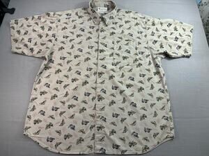Columbia Mens XXL All Over Fish Print Button Up Shirt Fishing Outdoors Sportsman